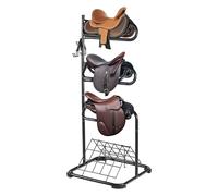 VEVOR Support de Selle Cheval, Porte-Selle Anglais Western Autoportant, Niveaux Rotatifs, Rangement de Couverture et Coussin, pour Matériels Chevaux d'Équitation, Organisation de Sellerie, d'Écuries