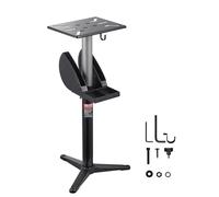 VEVOR Support de Touret à Meuler avec Plaque de Montage 31,5 x 25,4 cm, Socle de Meuleuse d'Établi Réglable en Hauteur sur 5 Niveaux avec Compartiment de Rangement de Meule, Base en Fonte Robuste