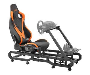VEVOR Support de volant de course avec roues, cockpit de simulateur de conduite en acier robuste, charge 150 kg, support de volant et pédale réglables, pour Logitech G923/G920/G29, Thrustmaster T248P