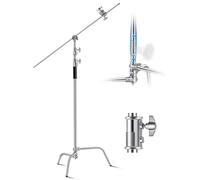 VEVOR Support en Forme C, avec Bras de flèche, Hauteur maximale 330 cm, Support d'éclairage Photographique Robuste en Acier Inoxydable, tête à 2 poignées pour monolight de Studio, softbox, réflecteur