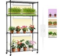 VEVOR Support Étagère Porte Plantes avec Lampes Culture 4 Niveaux 90 W 150 cm