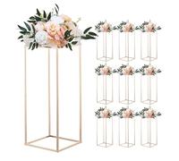 VEVOR Support Fleur Mariage Colonne Lot de 10 Support Fleur Centre de Table Mariage 60 cm Présentoir Floral Rectangulaire pour Fêtes, Anniversaires, Déco Intérieure, avec Panneau Transparent Acrylique