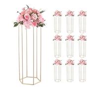 VEVOR Support Fleur Mariage Colonne Lot de 10 Support Fleur Centre de Table Mariage 80 cm Présentoir Floral Hexagonal Cubique pour Fêtes, Anniversaires, Déco Intérieure, Panneau Transparent Acrylique