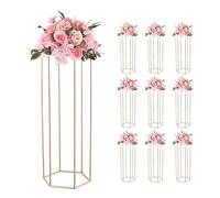 VEVOR Support Fleur Mariage Colonne Lot de 10 Support Fleur Centre de Table Mariage 80 cm Présentoir Floral Hexagonal Cubique pour Fêtes, Anniversaires, Déco Intérieure, Panneau Transparent Acrylique