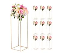 VEVOR Support Fleur Mariage Colonne Lot de 10 Support Fleur Centre de Table Mariage 80 cm Présentoir Floral Rectangulaire pour Fêtes, Anniversaires, Décoration Intérieure, avec Vis Dissimulées, Doré