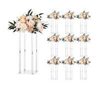 VEVOR Support Fleur Mariage Colonne Lot de 10 Support Fleur Centre de Table Mariage Acrylique 50 cm Présentoir Floral pour Fêtes, Anniversaires, Déco Intérieure, Pieds Cylindre Panneaux Transparents