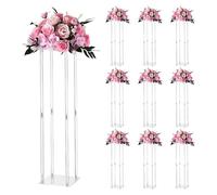 VEVOR Support Fleur Mariage Colonne Lot de 10 Support Fleur Centre de Table Mariage Acrylique 80 cm Présentoir Floral pour Fêtes, Anniversaires, Déco Intérieure, Pieds Cylindre Panneaux Transparents