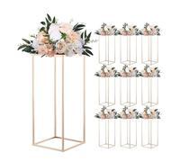 VEVOR Support Fleur Mariage Colonne Lot de 10 Support Fleur Centre Table Mariage 60 cm Présentoir Floral Rectangulaire pour Fêtes, Anniversaires, Décoration Intérieure, avec Panneau Métallique, Doré