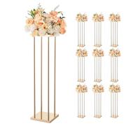 VEVOR Support Fleur Mariage Colonne Lot de 10 Support Fleur Centre Table Mariage 80 cm Présentoir Floral pour Fêtes, Anniversaires, Décoration Intérieure, avec Pieds Cylindre Panneau Métallique, Doré