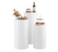 VEVOR Support Fleur Mariage Cylindrique Lot de 3 Support Cylindre Anniversaire 60/75/90 cm Présentoir Fleurs Mariage pour Mariages Fêtes Anniversaires Déco Artistique, Couvercle PVC Charge 15 kg Blanc