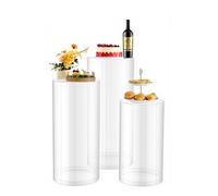 VEVOR Support Fleur Mariage Cylindrique Lot de 3 Support Cylindre Anniversaire 60/75/90 cm Présentoir Fleurs Mariage pour Mariages Fêtes Anniversaires Déco Artistique, Charge 15 kg Couvercle Acrylique