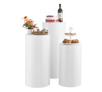 VEVOR Support Fleur Mariage Cylindrique Lot de 3 Support Cylindre Anniversaire 60/75/90 cm Présentoir Fleurs Mariage pour Mariages Fêtes Anniversaires Déco Artistique, Couvercle PVC Charge 15 kg Blanc