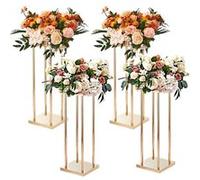 VEVOR 4PCS Support de Fleurs de Mariage 80 cm Porte-fleurs Métal Doré Centre de Table Mariage Vase Géométrique Stratifié Présentoir Floral pour Réception d'Événements, Décoration de Fête à la Maison