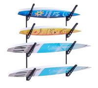 VEVOR Support horizontal pour planche de surf à 4 niveaux, support mural pour rangement et exposition, affichage métallique réglable en hauteur pour planche à neige, kitesurf, skateboard, skis