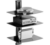 VEVOR Support média étagère flottante pour projecteur à 3 niveaux, étagère murale multimédia, support mural audio, étagère de rangement média réglable pour lecteur DVD / boîtiers de câbles / consoles