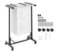 VEVOR Support Mobile pour Plans, Rack Réglable pour Rangement de Affiches, avec 12 Pinces 762 mm en Aluminium et Roulettes, Présentoir en Acier, Stockage de Cartes, Plans d'Ingénierie, Grands Dessins