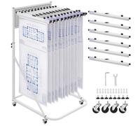 VEVOR Support Mobile pour Plans, Rack Réglable pour Rangement de Affiches, avec 6 Pinces 610 mm en Aluminium et Roulettes, Présentoir en Acier, Stockage de Cartes, Plans d'Ingénierie, Grands Dessins