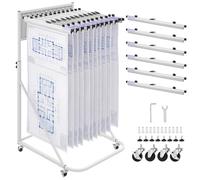 VEVOR Support Mobile pour Plans, Rack Réglable pour Rangement de Affiches, avec 6 Pinces 610 mm en Aluminium et Roulettes, Présentoir en Acier, Stockage de Cartes, Plans d'Ingénierie, Grands Dessins