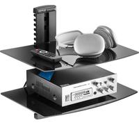 VEVOR Support multimédia étagère flottante pour projecteur à 2 niveaux, étagère murale multimédia, support mural audio, étagère de rangement multimédia réglable pour lecteur DVD / boîtier de câbles /