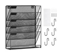 VEVOR Support mural de fichiers à 6 étages en maille monobloc, porte-documents pour magazines, courrier, papier, organisateur mural en métal avec étiquette nominative, pour bureau, maison et école
