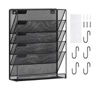 VEVOR Support mural de fichiers à 6 étages en maille monobloc, porte-documents pour magazines, courrier, papier, organisateur mural en métal avec étiquette nominative, pour bureau, maison et école