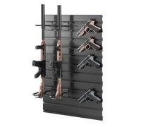 VEVOR Support Mural pour Armes à Feu, Porte Fusils Capacité 2 Fusils et 4 Pistolets, pour Rangement Exposition Carabines et Matériels Maison Bureau Magasin, Râtelier d'Armes Mural avec Panneau en PVC