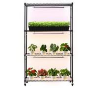 VEVOR Support Plantes Intérieur avec Lampe de Croissance, Étagère Plantes 4 Niveaux en Métal, 150 cm, 90 W, avec Roulettes, 3 Modes Couleur Éclairage Réglables, Meuble Présentoir pour Pots de Fleurs