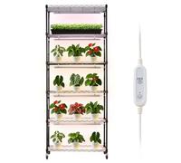VEVOR Support Plantes Intérieur avec Lampe de Croissance, Étagère Plantes 6 Niveaux, 180 cm, 150 W, avec Roulettes, Minuterie 4/9/14 h, 3 Modes Couleur Éclairage, Meuble Présentoir pour Pots de Fleurs