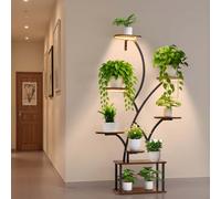 VEVOR Support Plantes Intérieur avec Lampe de Croissance, Étagère Porte Plantes 8 Niveaux Métal, 157,5 cm, 3 Réglages Minuterie, 10 Niveaux Luminosité, Meuble Présentoir Fleurs pour Décoration Salon
