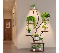VEVOR Support Plantes Intérieur avec Lampe de Croissance, Étagère Porte Plantes 8 Niveaux Métal, 157,5 cm, 3 Réglages Minuterie, 10 Niveaux Luminosité, Meuble Présentoir Fleurs pour Décoration Salon