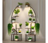 VEVOR Support Plantes Intérieur avec Lampe de Croissance, Lot de 2, Étagère Porte Plantes 7 Niveaux Métal, 166,5 cm, 3 Réglages Minuterie, 10 Niveaux Luminosité, Meuble Présentoir Fleurs Incurvé Salon