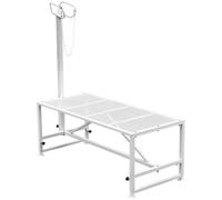 VEVOR Support pour bétail 130x59 cm support de parage avec pièce de tête droite, support de parage pour chèvre avec cadre en métal robuste, support de tonte pour mouton, support de parage bétail blanc