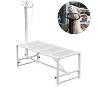 VEVOR Support pour bétail 130x59 cm support de parage avec pièce de tête droite, support de parage pour chèvre avec cadre en métal robuste, support de tonte pour mouton, support de parage bétail blanc