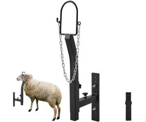 VEVOR Support pour chèvres et moutons, 238-325 mm, support de parage de bétail réglable 0-138 mm, support en métal durable avec boucle de nez pour traite et tonte du bétail ferme, 258x185x728 mm, noir