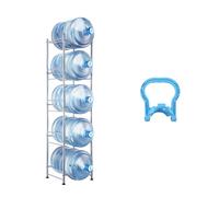 VEVOR Support pour pichets d'eau à 5 niveaux, support pour bouteilles d'eau 5 gal, étagère en fer à une seule rangée pour 5 bouteilles, étagère robuste pour pichets d'eau Support pour pichets d'eau po