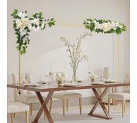 VEVOR Support Tige de Table avec Pinces, Support Arche de Table, avec Hauteur Réglable 330,2-1066,8 mm Longueur Réglable 711,2-2489,2 mm, Cadre Arche en Métal, pour Déco Mariage, Anniversaire, Doré