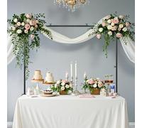 VEVOR Support Tige de Table avec Pinces, Support Arche de Table, Hauteur Réglable 330-1066,8 mm Longueur Réglable 711,2-2489,2 mm, Cadre d'Arche Métal, pour Déco de Mariage, Anniversaire, Noël, Noir