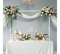VEVOR Support Tige de Table avec Pinces, Support Arche de Table, Hauteur Réglable 330-1066,8 mm Longueur Réglable 711,2-2489,2 mm, Cadre Arche Métal, pour Déco de Mariage, Anniversaire, Noël, Blanc