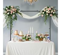 VEVOR Support Tige de Table avec Pinces, Support Arche de Table, Hauteur Réglable 330-1066,8 mm Longueur Réglable 711,2-2489,2 mm, Cadre d'Arche Métal, pour Déco de Mariage, Anniversaire, Noël, Noir