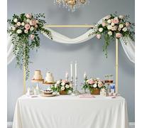 VEVOR Support Tige de Table avec Pinces, Support Arche de Table, Hauteur Réglable 330-1066,8 mm Longueur Réglable 711,2-2489,2 mm, Cadre d'Arche Métal, pour Déco de Mariage, Anniversaire, Noël, Doré