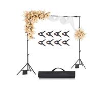 VEVOR Support Toile de Fond 213 x 300 cm, Kit Support Fond Photo Réglable, en Acier au Carbone, Portable, avec 3 Barres Transversales, pour Écran de Projection Mariage Studio Photographie Exposition