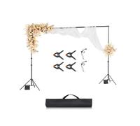 VEVOR Support Toile de Fond 298 x 300 cm, Kit Support Fond Photo Réglable, en Acier au Carbone, Portable, avec 4 Barres Transversales, pour Écran de Projection Mariage Studio Photographie Exposition