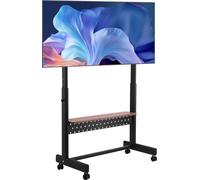 VEVOR Support TV à roulettes, pour écran de 1397-2540 mm avec tablette, jusqu'à 92,99 kg, pour salon, chambre à coucher, bureau (max. VESA 800 x 600 mm)