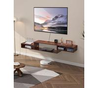 VEVOR Support TV flottant, support mural de 177,8 cm avec prise de courant et trou de câble, étagère TV flottante moderne avec armoire de rangement pour lecteur DVD, boîte de câble, console de jeu