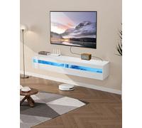 VEVOR Support TV flottant, support mural de 180,3 cm, centre de divertissement avec prise de courant et lumières LED, étagère TV flottante moderne avec 2 tiroirs et armoire de rangement pour lecteur