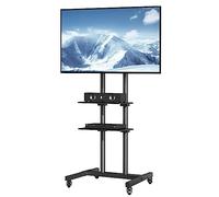 VEVOR Support TV sur Pied Universel pour Télévisions de 81,3 à 177,8 cm Chariot TV Hauteur Réglable à 5 Niveaux 151-170 cm Meuble TV Mobile Charge 60 kg Double Plateau Max VESA 400x600 mm Maison Burea