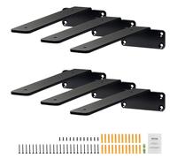VEVOR Supports d'étagères, 160 x 100 x 45 mm, équerre d'étagère flottante robuste, 6 pièces, supports pour étagères en L noir mat de 5 mm d'épaisseur, en acier avec une capacité de charge de 72,6 kg