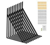VEVOR Supports d'étagères, 308 x 209 mm, équerre d'étagère flottante robuste,10 pièces, support pour étagère triangulaire noir mat de 3 mm d'épaisseur, en acier avec une capacité de charge de 72,6 kg