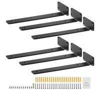 VEVOR Supports d'étagères, 310 x 100 x 45 mm, équerre d'étagère flottante robuste, 6 pièces, supports pour étagères en L noir mat de 5 mm d'épaisseur, en acier avec une capacité de charge de 72,6 kg