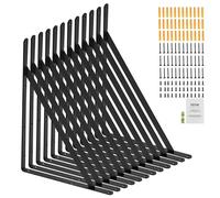 VEVOR Supports d'étagères, 460 x 305 mm, équerre d'étagère flottante robuste,12 pièces, support pour étagère triangulaire noir mat de 3 mm d'épaisseur, en acier avec une capacité de charge de 72,6 kg